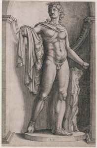 Mirror of Roman Magnificence: Apollo Belvedere, ca. 1514-36, ca. 1514-36. af Agostino Veneziano
