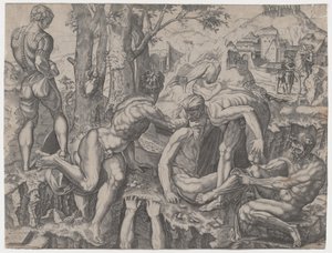 The Climbers, dateret 1524. af Agostino Veneziano