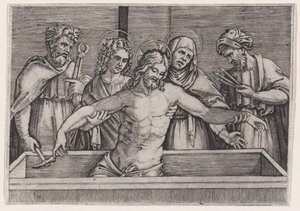 Kristi gravlæggelse, ca. 1514-36. af Agostino Veneziano