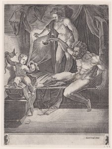 The Young Hercules in His Cradle, dateret 1533. af Agostino Veneziano
