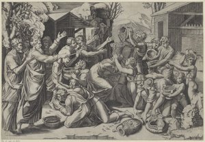 Indsamling af manna af Agostino Veneziano