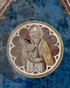 En biskopshelgen, detalje af det fjerde spænd af loftet (fresko) af Agostino di Marsiglio