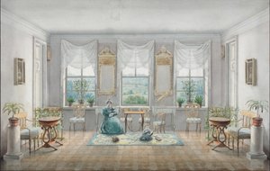Tegnestuen i herregården Gorki, 1831 af Agrafena Dmitrievna Blagovo