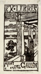 Exlibris for Mary og Axel Gallén af Akseli Gallen-Kallela