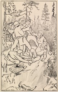 Kamp på Hiidenkivi-klippen af Akseli Gallen-Kallela