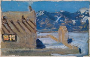 Hus i Taos i måneskin af Akseli Gallen-Kallela