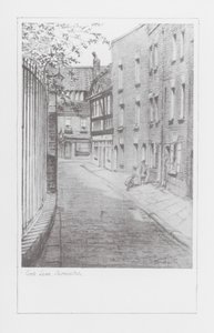Gader i London: Cock Lane, Shoreditch (litografi) af Alan Stapleton