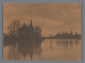 Udsigt over et landsted eller et lille slot ved vandet, Holland af Alb. Kapteijn (attributed to)