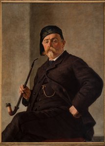 Mand med rør (olie på lærred) af Albano Lugli