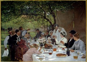 Bryllupsmåltid i Yport Maleri af Albert Fourie (1854-1937) 1886 søn. 3,89x2,53 m Rouen, musee des Beaux Arts