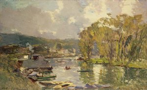 Langs Seinen ved Meudon, ca. 1893 (olie på lærred) af Albert Charles Lebourg