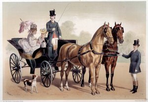 En hestevogn med anglo-normanniske heste Tryk af Albert Adam (1833-?) 1800-tallets Paris, Musee Carnavalet