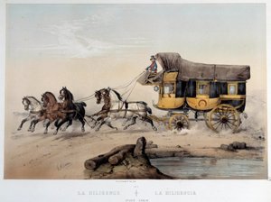La diligence"" Litografi af Albert Adam (1833-?) 1870 Paris, Musee Carnavalet