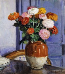 Buket af Zinias; Bouquet de Zinias