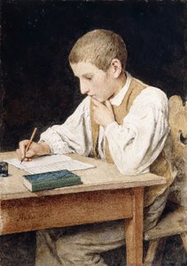 Skrivende dreng, 1902 af Albert Anker
