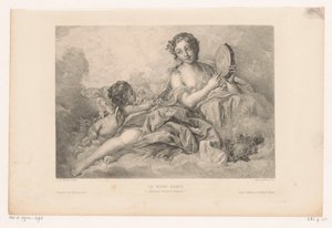 Muse Erato med putto og tamburin La muse Erato (Samling Richard Wallace) (titel på objekt) af Albert Ardail
