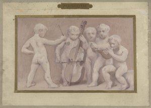 Skitse til Salle des Fêtes på Hôtel de Ville de Paris: Musik, mellem 1889 og 1895 (olie på blyant, papir)