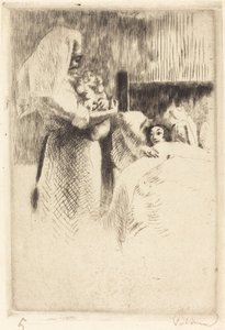 Fødselsmeddelelse for Anne-Élisabeth Besnard (Anne-Élisabeth Besnard fødselskort) af Albert Besnard