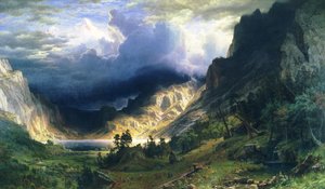 En storm i Rocky Mountains - Mt. Rosalie af Albert Bierstadt