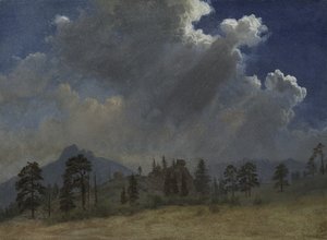 Ædelgraner og stormskyer af Albert Bierstadt