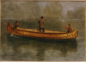 Fiskeri fra kano af Albert Bierstadt