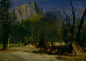 Indians in Council, Californien af Albert Bierstadt