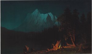 Bjerglandskab ved måneskin af Albert Bierstadt