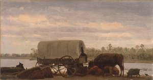 Nooning on the Platte, ca. 1859 (olie på papir monteret på lærred) af Albert Bierstadt