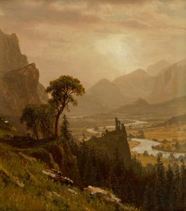 Solnedgang på bjerget af Albert Bierstadt