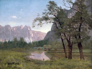 Yosemite Valley (olie på papir monteret på lærred) af Albert Bierstadt