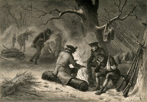 De amerikanske tropper ved Valley Forge, 1877.