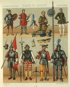 Illustration af europæiske krigere rustning