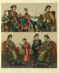 Illustration af den kejserlige familie af Chin; Kina af Albert Charles August Racinet