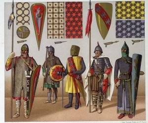 Militære dragter fra det 9. til det 12. århundrede, af A. Racinet af Albert Charles August Racinet