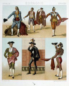 Toreador kostume i Spanien - i "" Den gamle og historiske kostume"" af Racinet af Albert Charles August Racinet