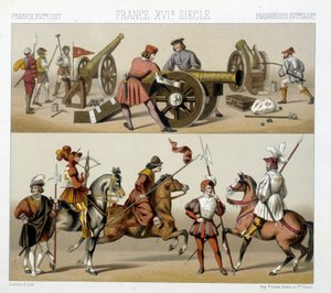 Krigere i det 16. århundrede - i "" Den historiske kostume"" af Racinet af Albert Charles August Racinet