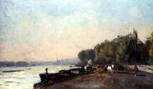 Suresnes i efteråret (olie på lærred) af Albert Charles Lebourg