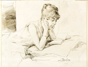 En ung kvinde, der læser af Albert Edelfelt