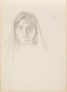 Aino Ackté som Alcestis, skitse af ansigtet af Albert Edelfelt