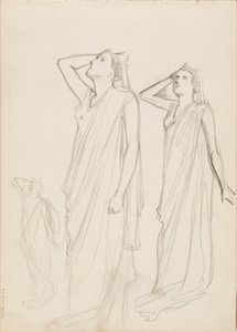 Aino Ackté som Alcestis, tre skitser af Albert Edelfelt