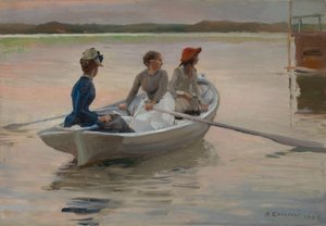 Piger i en robåd (Sommer i skærgården) af Albert Edelfelt