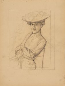 Siddende kvinde med hat af Albert Edelfelt