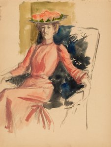 Siddende kvinde med hat af Albert Edelfelt