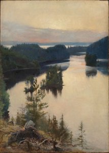 Kaukola Ridge ved solnedgang af Albert Edelfelt