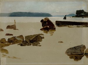 Det åbne hav ud for Haikko, studietil »Drenge, der leger på stranden« af Albert Edelfelt