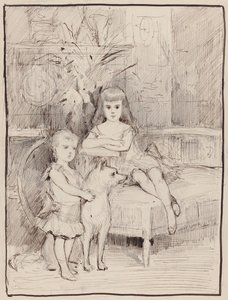 Portrætstudie af Michael og Xenia, børn af tsar Alexander III af Albert Edelfelt