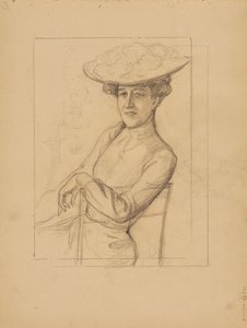 Siddende kvinde med hat af Albert Edelfelt