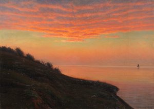 Aftenstemning ved den danske kyst, 1920. af Albert Edvard Wang