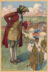 Jeg holdt guiderne i min hånd, indtil jeg kom inden for to hundrede meter fra porten (chromolitho) af Albert Edward Jackson