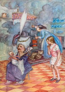Illustration til Alice i Eventyrland (farve litho)